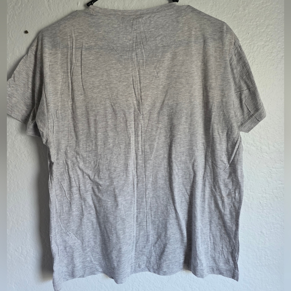 J.Crew Gray Topped with Cream Lace Detail T-shirt L - Picture 2 of 6